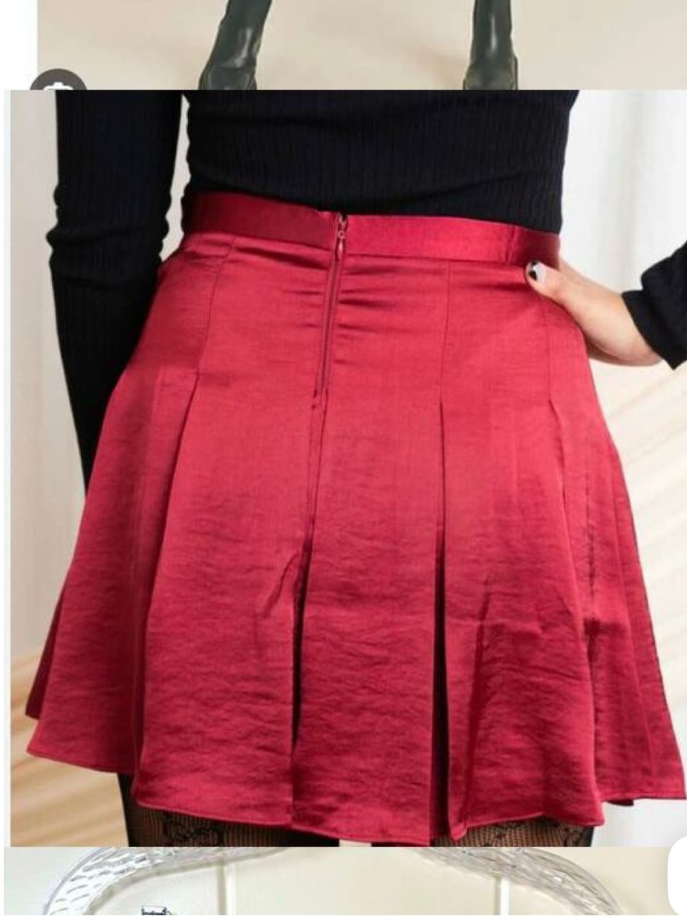 Lush Red Satin Pleated Mini Skirt